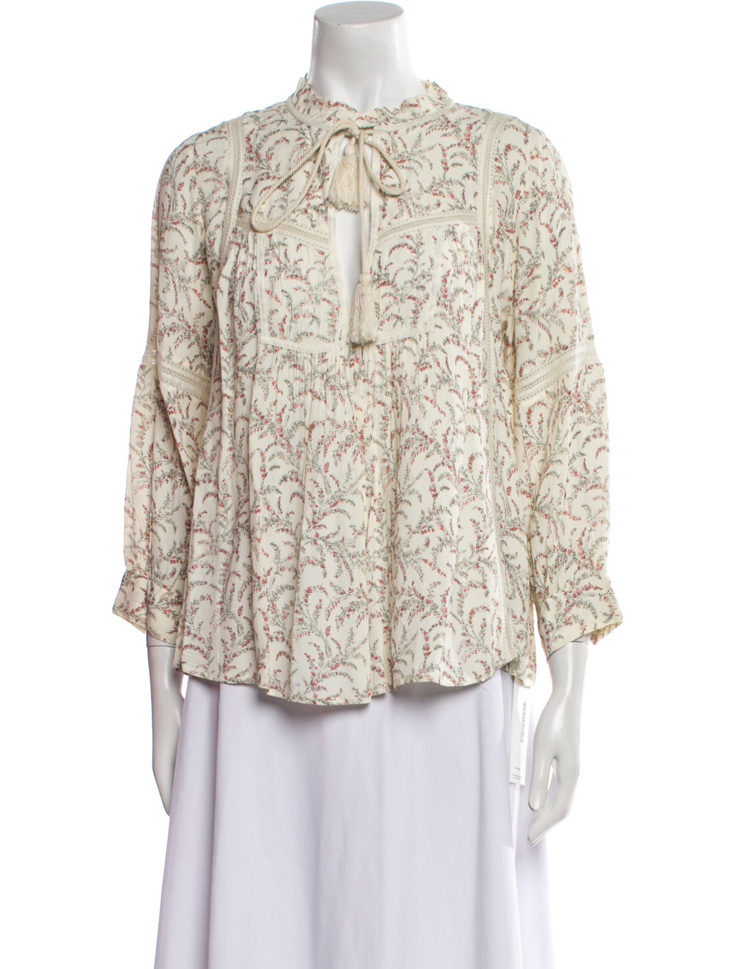 BA&SH Floral Print Mock Neck Blouse